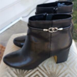 Bella Vita Black Ankle Booties with Silver Accent